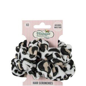 The Vintage Cosmetic Company Hair Scrunchies 2 Piece Leopard Print Microfibre